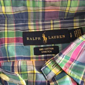 Ralph Lauren pastel plaid mens long sleeve shirt size Small